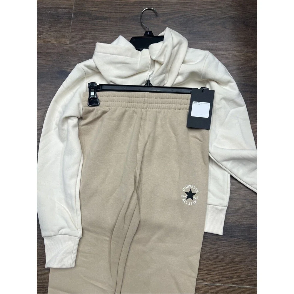 Converse Tracksuits Kids S Beige Graphic Cotton Blend Long Sleeve Tapered MNM234